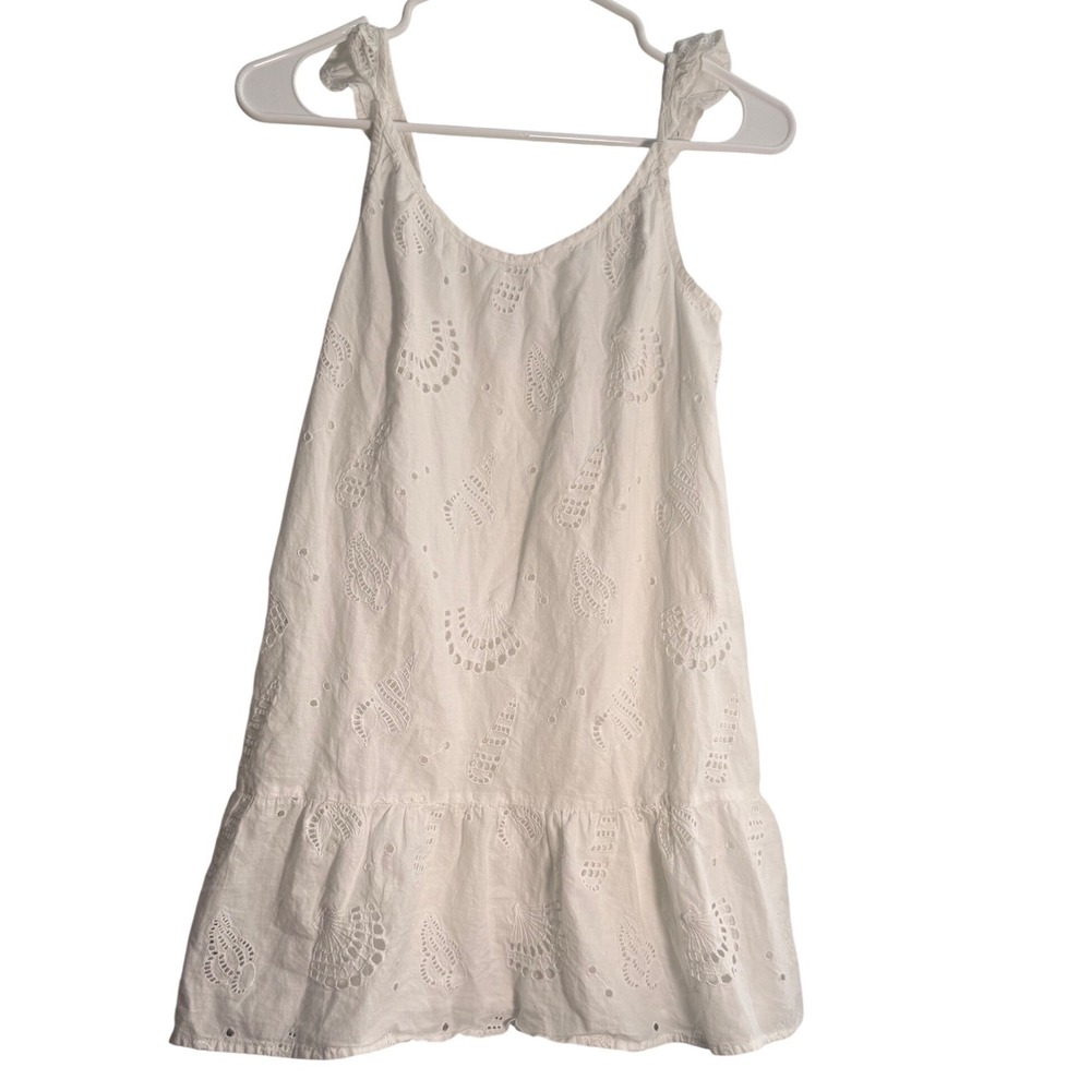Vineyard Vines Girls White Eyelet Seashell Dress Size M 10-12 7Q001487